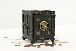 Victorian Cast Iron Antique Combination Safe Coin Bank #46757