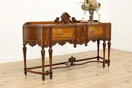 French Design Antique Walnut Sideboard, Bar or Server, Inlay #49327