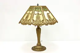 Victorian Antique Office or Library Desk Lamp, Stained Glass #49480