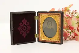 Victorian Antique Daguerreotype Photograph Case, Portrait #47964