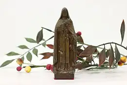 French Antique St. Thérèse Patinated Sculpture #48865