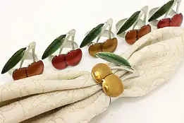 Set of 6 Vintage Enamel Cherry Napkin Rings, Maugenest #49176