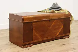 Art Deco Waterfall Vintage Mahogany Blanket Chest, Cavalier #49379