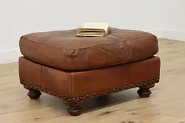 Traditional Vintage Brown Leather Ottoman Footstool or Bench #49039