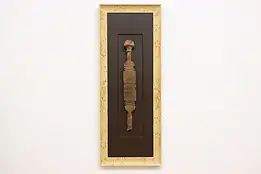 African Framed Antique Carved Ceremonial Staff #49736