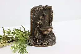 Victorian Antique Bronze Bookend Doorstop Woman at Fountain #48874