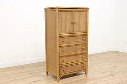 Wicker Vintage Dresser Tall Chest or Armoire, Link Lexington #49708
