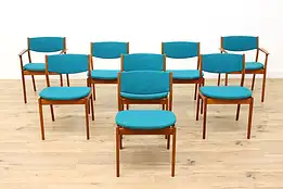 Set of 8 Midcentury Modern Danish Vintage Teak Dining Chairs #49801