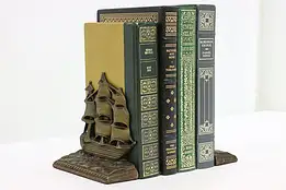 Pair of Vintage Sailing Ship Cast Iron Bookends, Victor #48873