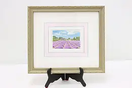 Lavender Field Original Watercolor Painting, Franck 13" #49151