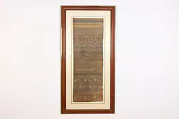 Asian Antique Embroidered Silk Dragons Panel, Custom Framed #49735