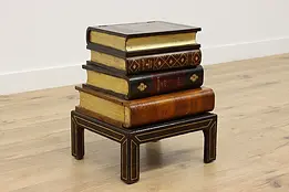 Leather Stacked Book Vintage Side End Table Maitland Smith #49704