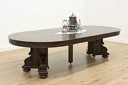 Renaissance Antique Oak 54" Dining Table 7 Leaves, Opens 13' #49570