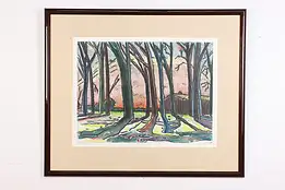 Backyard Trees Vintage Original Pastel Monotype, Miller 36" #49987