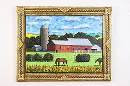 Horse Farm Vintage Original Acrylic Painting, Bodden 30" #50069