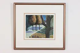 Walk in The Park Vintage Original Pastel Painting, G.G 22.5" #49994