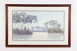 Lagoon with Trees Vintage Original Print, Wiler 42" #49986