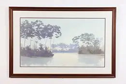 Lagoon with Trees Vintage Original Print, Wiler 42" #49986