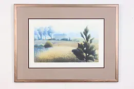 Country House in Field Vintage Print, Signed 32" #49982