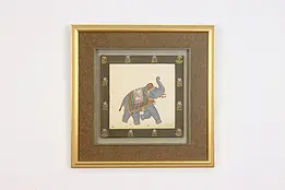 Ceremonial Elephant Vintage Watercolor Silk Painting 19.5" #49740