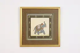 Ceremonial Elephant Vintage Watercolor Silk Painting 19.5" #49740