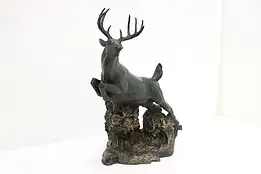 Farmhouse Vintage White Tail Buck Sculpture, Phelps #49888