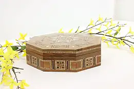 Syrian Vintage Inlay Mosaic Jewelry Octagon Box, Signed #50065