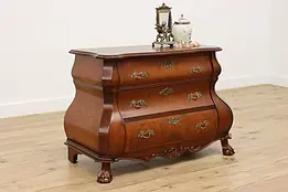 Baroque Design Vintage Dutch Bombe Elm Dresser or Chest #49917