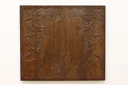 Art Nouveau Antique Carved Beech Wall Panel, Angels & Doves #49954