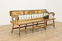 Farmhouse Antique Painted Pine Hall or Porch Bench #48169