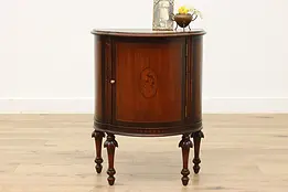 French Design Antique Demilune Nightstand or Chest Marquetry #49834