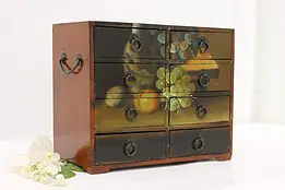 Painted Fruit Vintage 8 Drawer Jewelry Chest or Organizer #48597