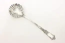 Victorian Antique Silverplate Serving Spoon, Shell & Flowers #49252