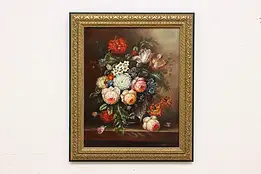 Floral Still Life Vintage Original Oil Painting, Jacob 24.5" #49822