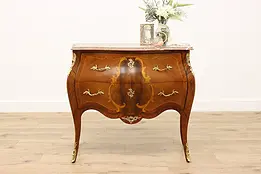 French Bombe Antique Marble Top Chest, Dresser or Console #49949