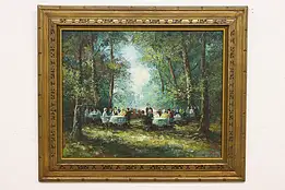 Woodland Dining Vintage Original Oil Painting Gilbert 39" #49812