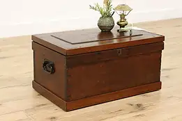 Farmhouse Antique Walnut & Iron Tool Chest or Trunk #49951