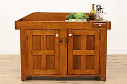 Farmhouse Antique Rustic Kitchen Dry Sink, Planter, Cupboard #49501