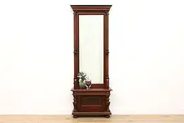 Victorian Antique Walnut & Burl Hall or Entry Pier Mirror #49933