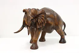 Carved Mahogany Vintage Elephant Sculpture #50198