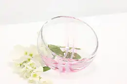 Caithness Vintage Pink Striped Blown Glass Bowl, Scotland #49170