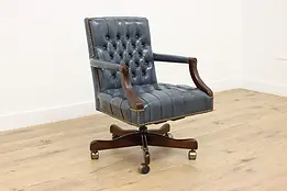 Georgian Design Vintage Swivel Office Library Leather Chair #49444