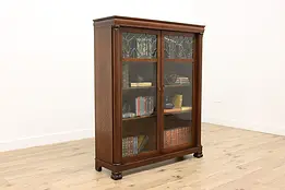 Victorian Antique Leaded Glass Bookcase or Display Cabinet #49761