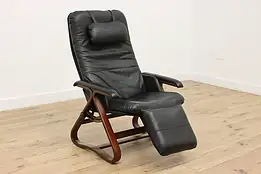 Midcentury Modern Design Leather & Birch Recliner, Nepsco #49587