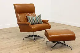 Midcentury Modern Vintage Leather Lounge Chair & Ottoman #49579