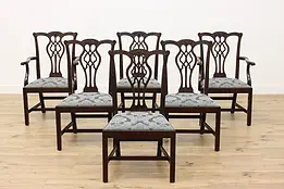 Set 6 Stickley Georgian Design Carved Mahogany Dining Chairs #50225