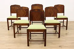 Set of 6 Art Deco Vintage Dining or Game Chairs, New Fabric #43706
