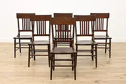 Set of 6 Arts & Crafts Antique Grained Birch Dining Chairs #50189