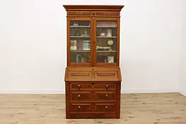 Victorian Eastlake Antique Office Secretary Desk & Bookcase #50301