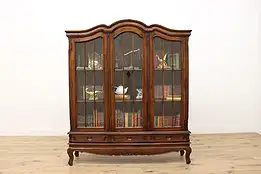 Country French Vintage Carved Teak Display Cabinet Bookcase #50082